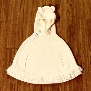 Girls fringe bear garter poncho